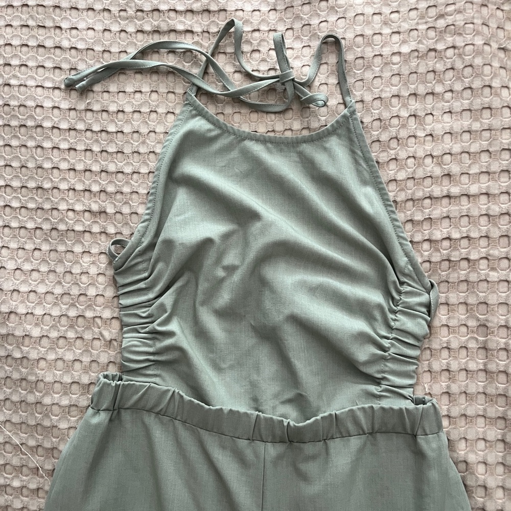 Emory Park Sage Green Backless Jumpsuit
